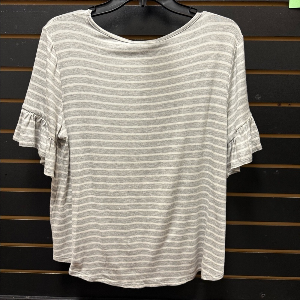 NWT Caralase Signature Heather Gray Striped Short Sleeve Top Size M - Picture 3 of 4